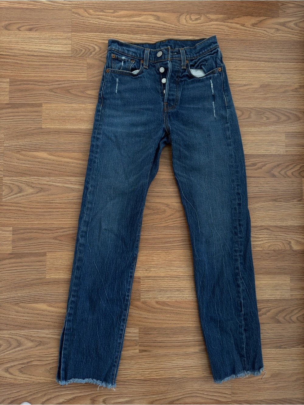 Levi’s High Rise Button Fly Distressed Raw Hem Jeans Size 24